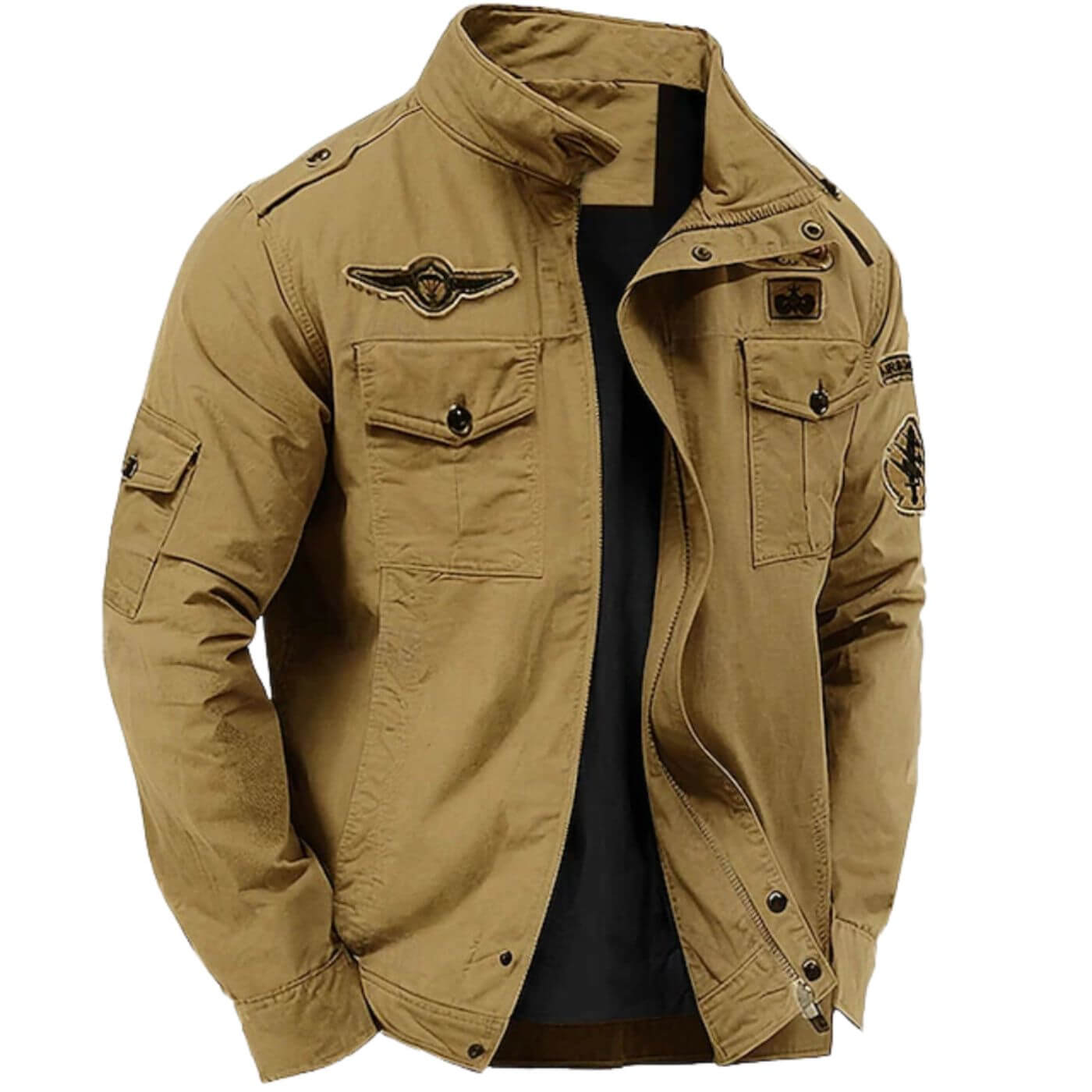 Veste Cargo Militaire Homme Col Montant en Coton