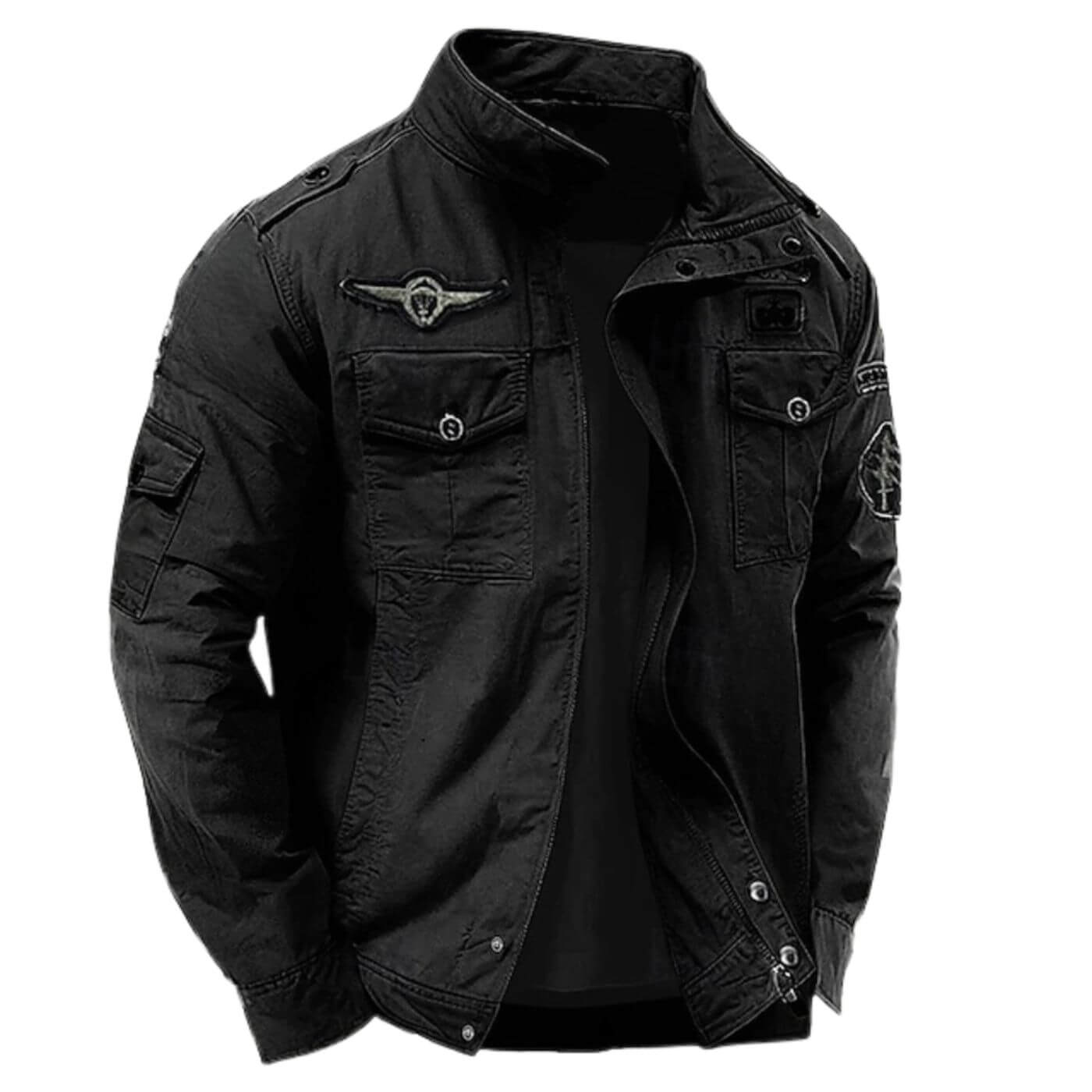 Veste Cargo Militaire Homme Col Montant en Coton