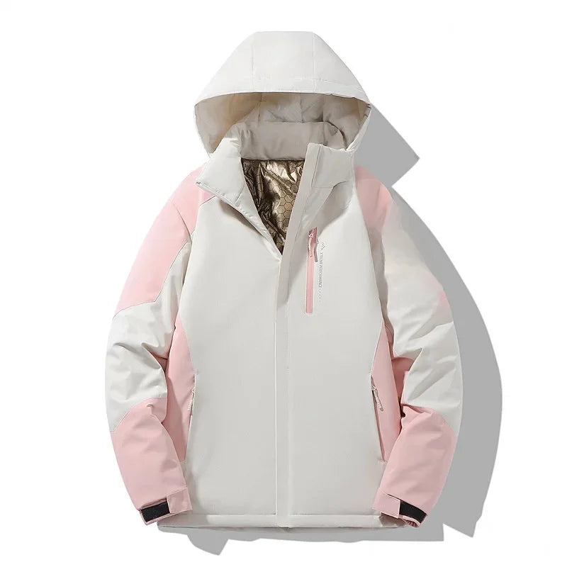 Veste de ski femme color block manches longues - Blanc