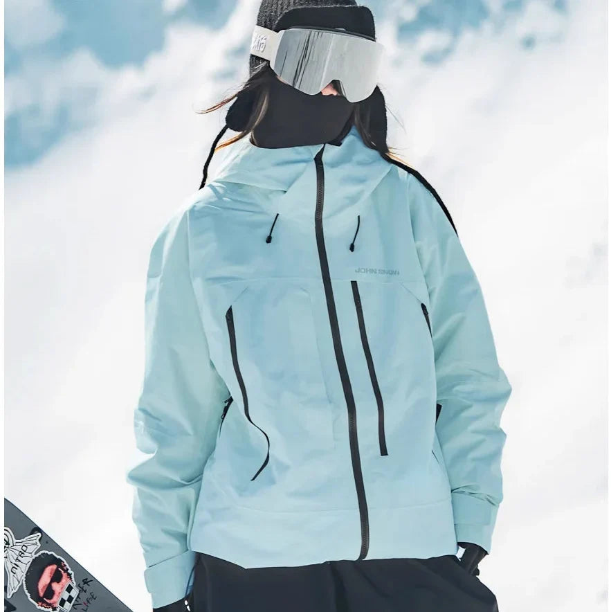 Veste de ski imperméable femme matelassée coupe-vent - Bleu Clair