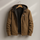 Veste doublée sherpa homme en coton avec capuche ajustable - Marron
