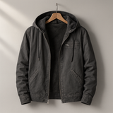 Veste doublée sherpa homme en coton avec capuche ajustable - Noir