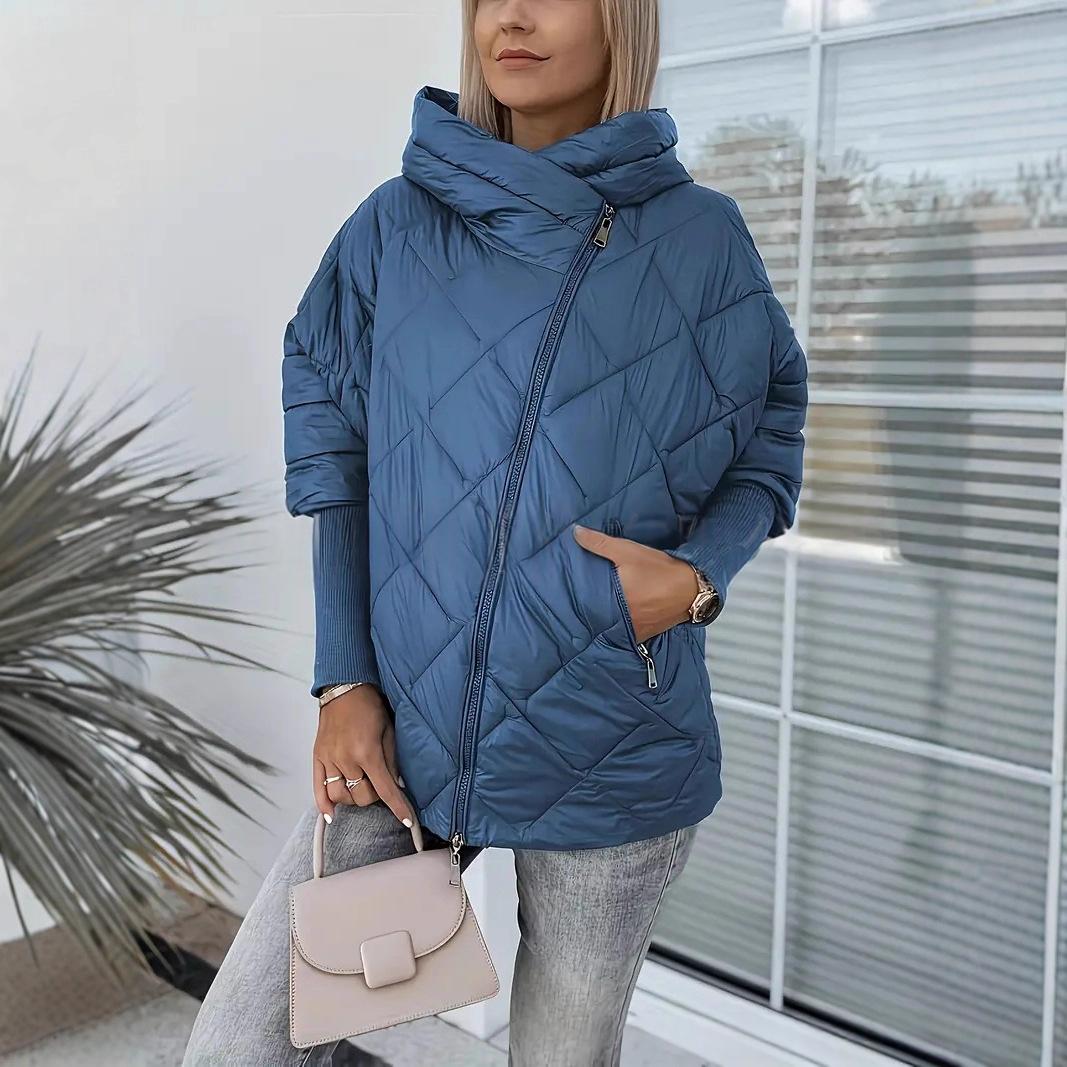 Doudoune Femme à Capuche Matelassée Patchwork