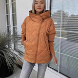 Doudoune Femme à Capuche Matelassée Patchwork