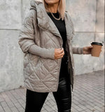 Doudoune Femme à Capuche Matelassée Patchwork