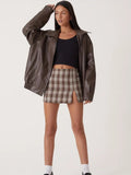 Veste en cuir classique zippée femme