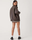 Veste en cuir classique zippée femme