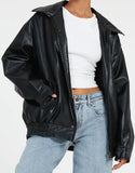 Veste en cuir classique zippée femme