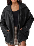 Veste en cuir classique zippée femme