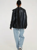 Veste en cuir classique zippée femme