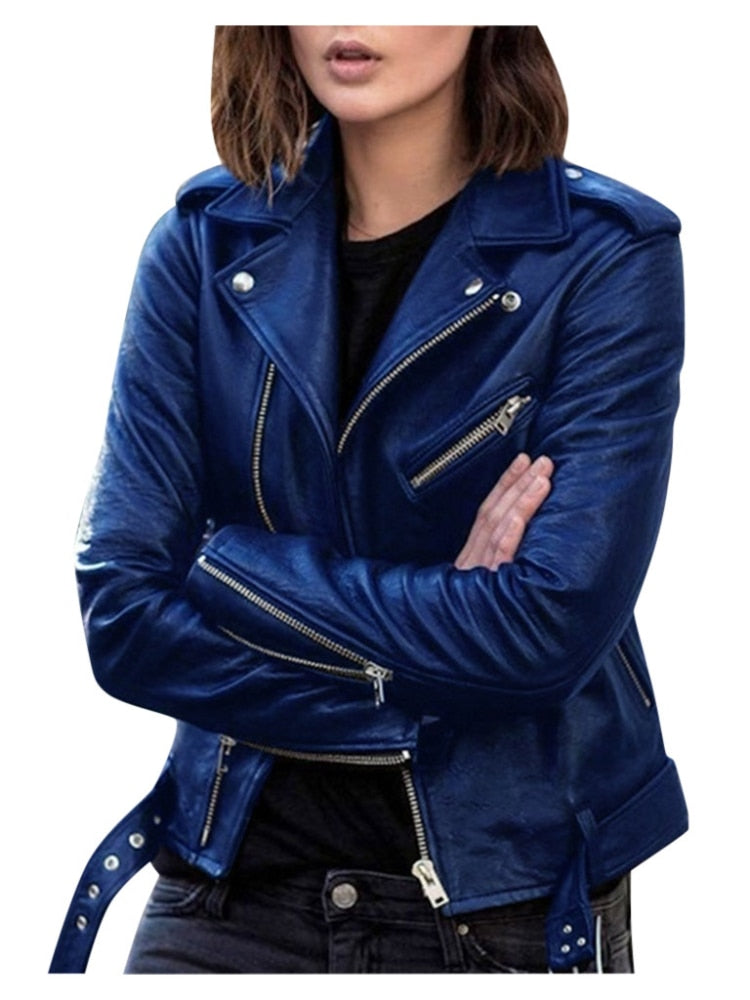 Veste en Cuir Femme Coupe Slim