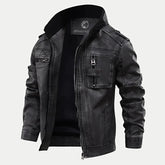 Veste en cuir noir homme classique