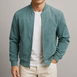 Veste en cuir suédé homme coupe structurée - Bleu