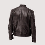 Veste en cuir véritable homme coupe ajustée