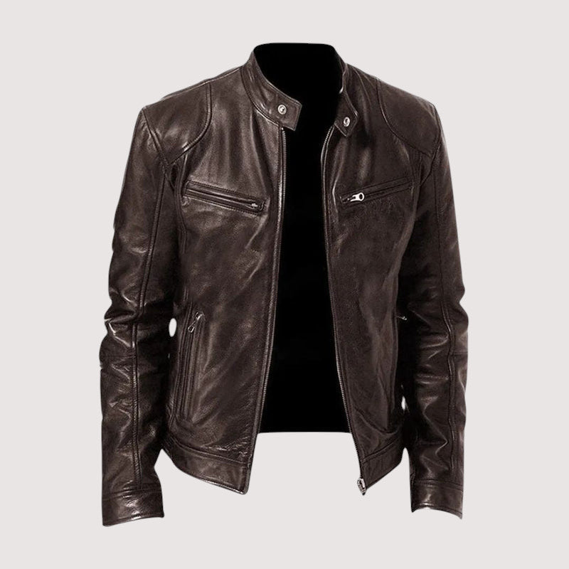 Veste en cuir véritable homme coupe ajustée