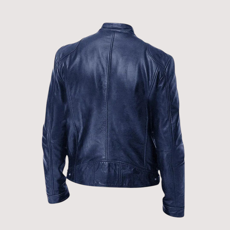 Veste en cuir véritable homme coupe ajustée