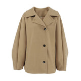 Veste en laine femme manches chauve-souris col rabattu