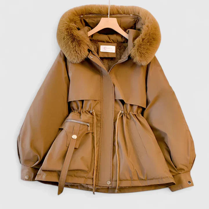 Veste Matelassée Col Montant Femme Imperméable - Marron