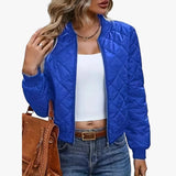 Veste Matelassée Femme Bomber Motif Losanges - Bleu royal