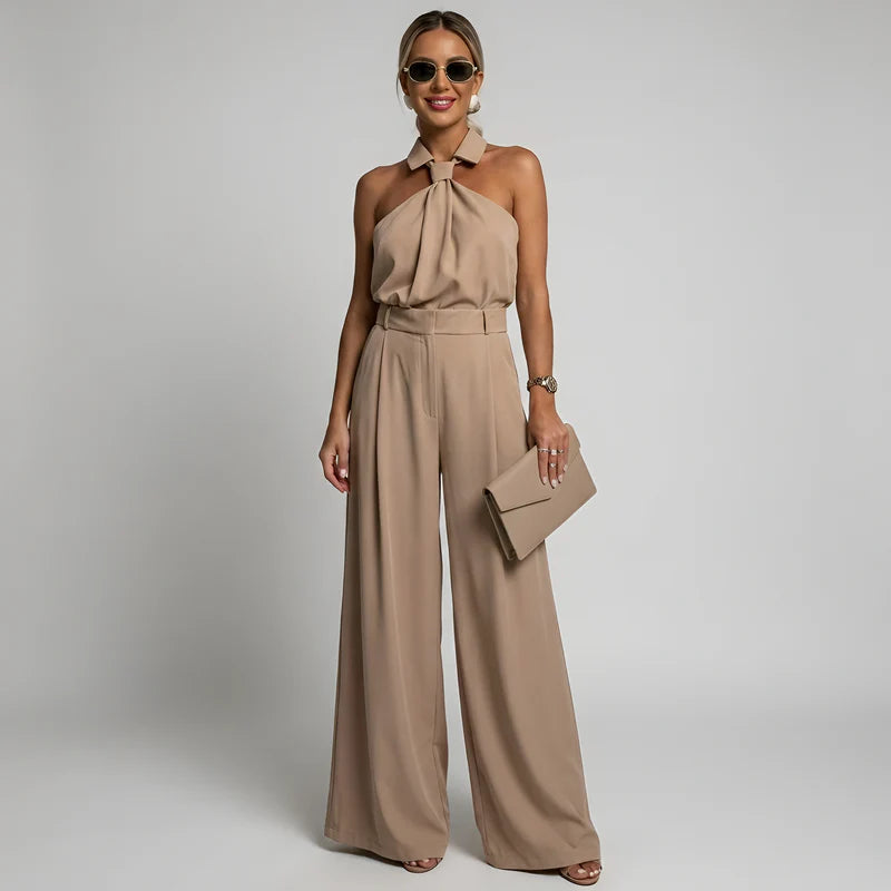 Combinaison Pantalon Palazzo Dos Nu Col Haut Fluide Élégant