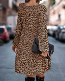 Robe Cheetah Ample Manches Longues Imprimé Léopard