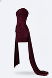 Robe Courte Corset Draperie Asymétrique Moulante Élégant