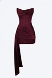 Robe Courte Corset Draperie Asymétrique Moulante Élégant