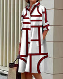 Robe à Imprimé Géométrique Moderne avec Poches Latérales