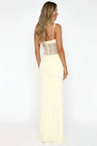Robe Longue Bustier Dentelle Bretelles Fines Extensible Élégant