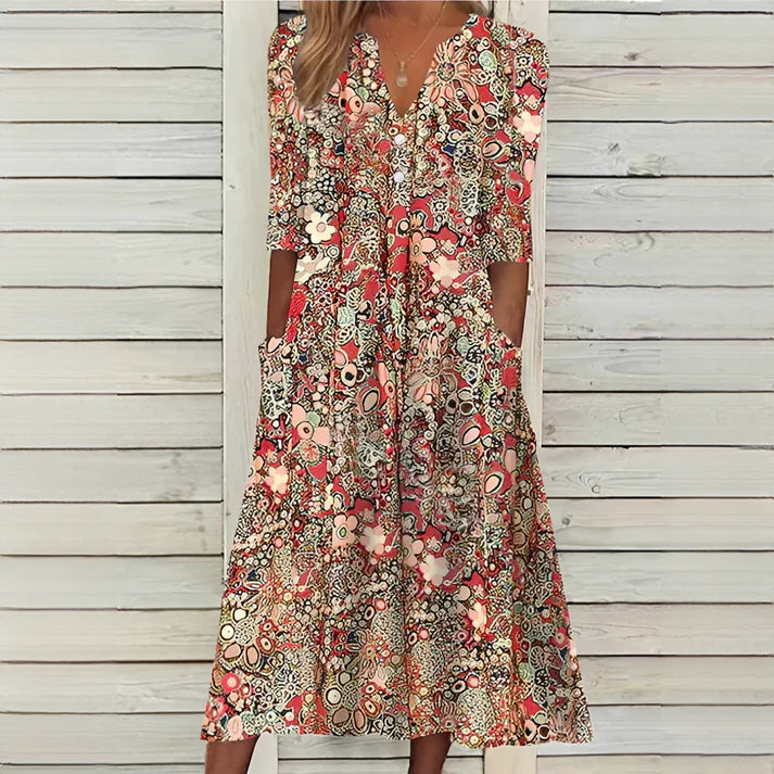 Robe d'Été Élégante en Tissu Respirant et Coupe Fluide