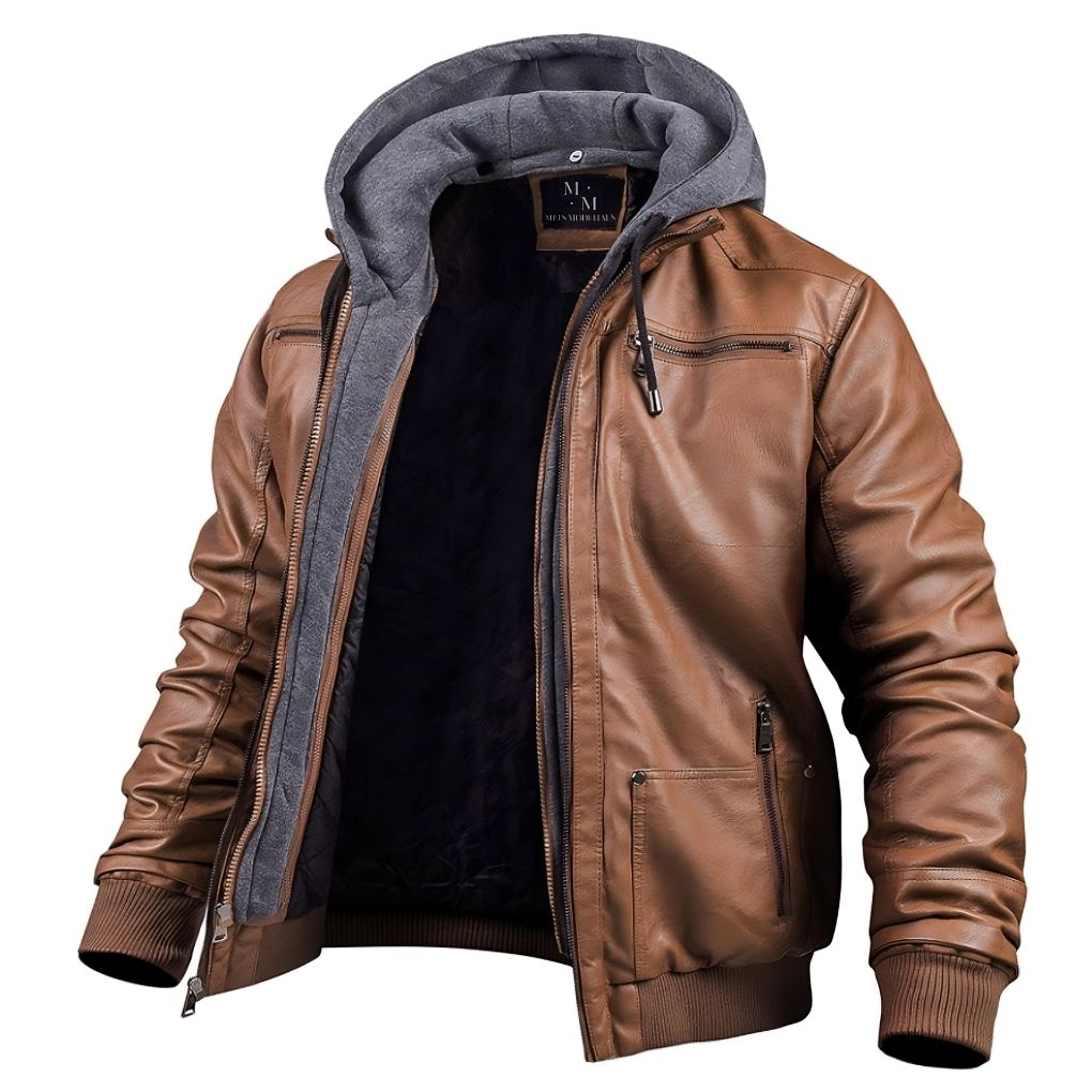Adrien - Veste Cuir Capuche