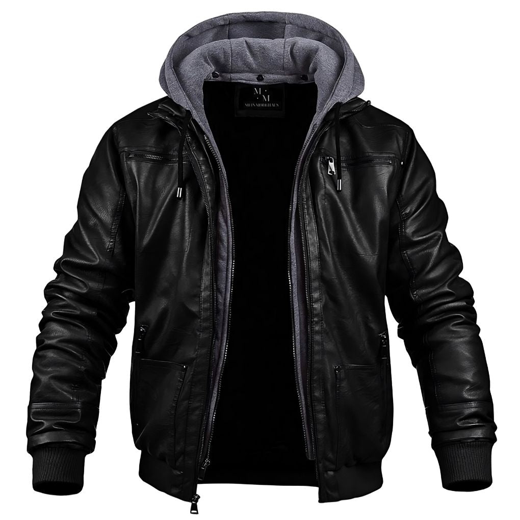 Adrien - Veste Cuir Capuche