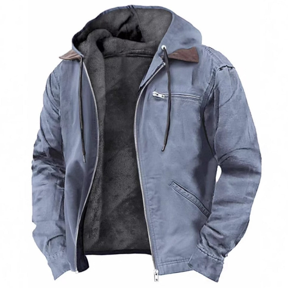 Alain - Veste Similicuir Capuche Teddy