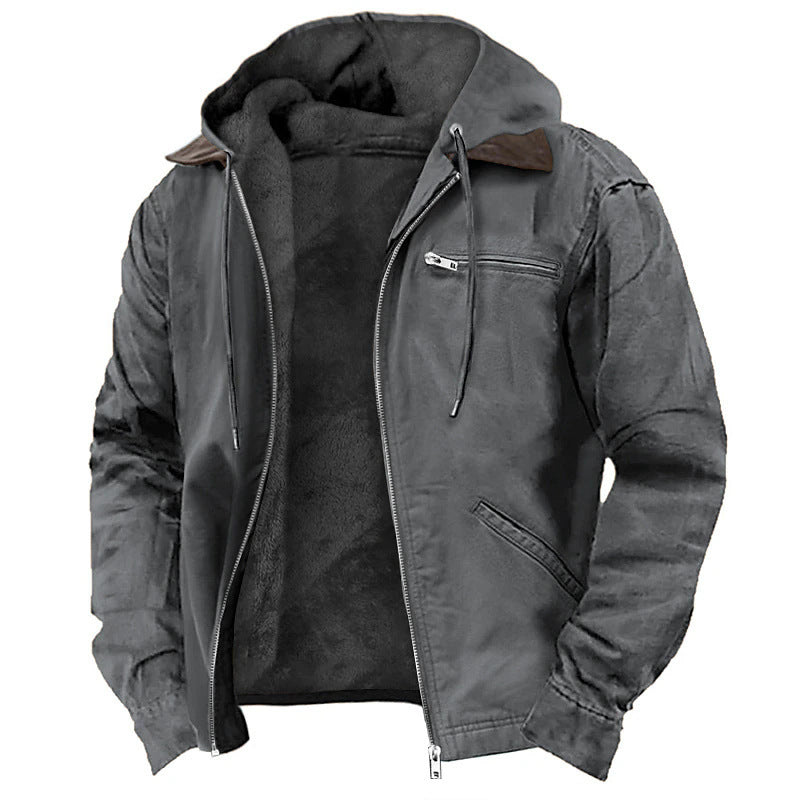 Alain - Veste Similicuir Capuche Teddy