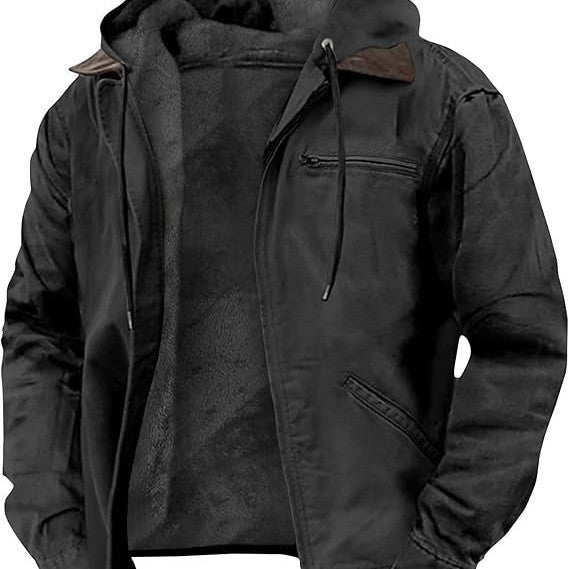 Alain - Veste Similicuir Capuche Teddy