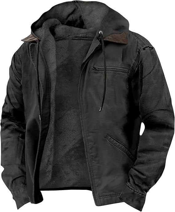 Alain - Veste Similicuir Capuche Teddy