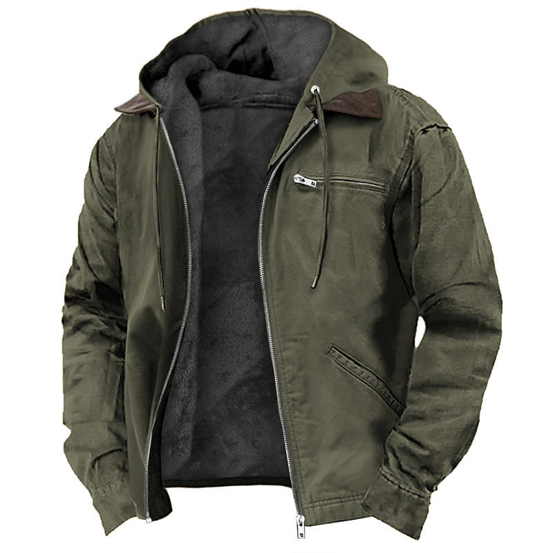 Alain - Veste Similicuir Capuche Teddy