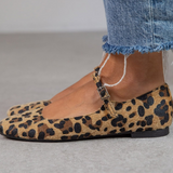Ballerines Femme Imprimé Animal à Bride Réglable - Imprimé Léopard