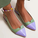 Ballerines pointues femme bride arrière bicolores - Vert