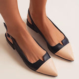 Ballerines pointues femme bride arrière bicolores - Noir