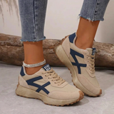 Baskets orthopédiques femme confort rétro - Beige - Blue