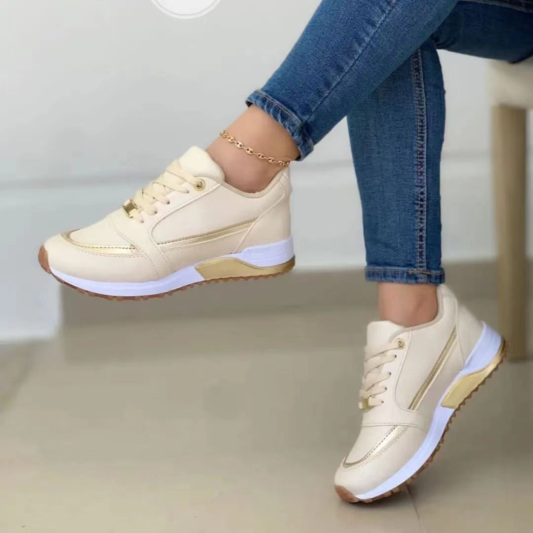 Baskets orthopédiques femme confort semelle épaisse antidérapante - Beige