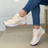 Baskets orthopédiques femme confort semelle épaisse antidérapante - Beige