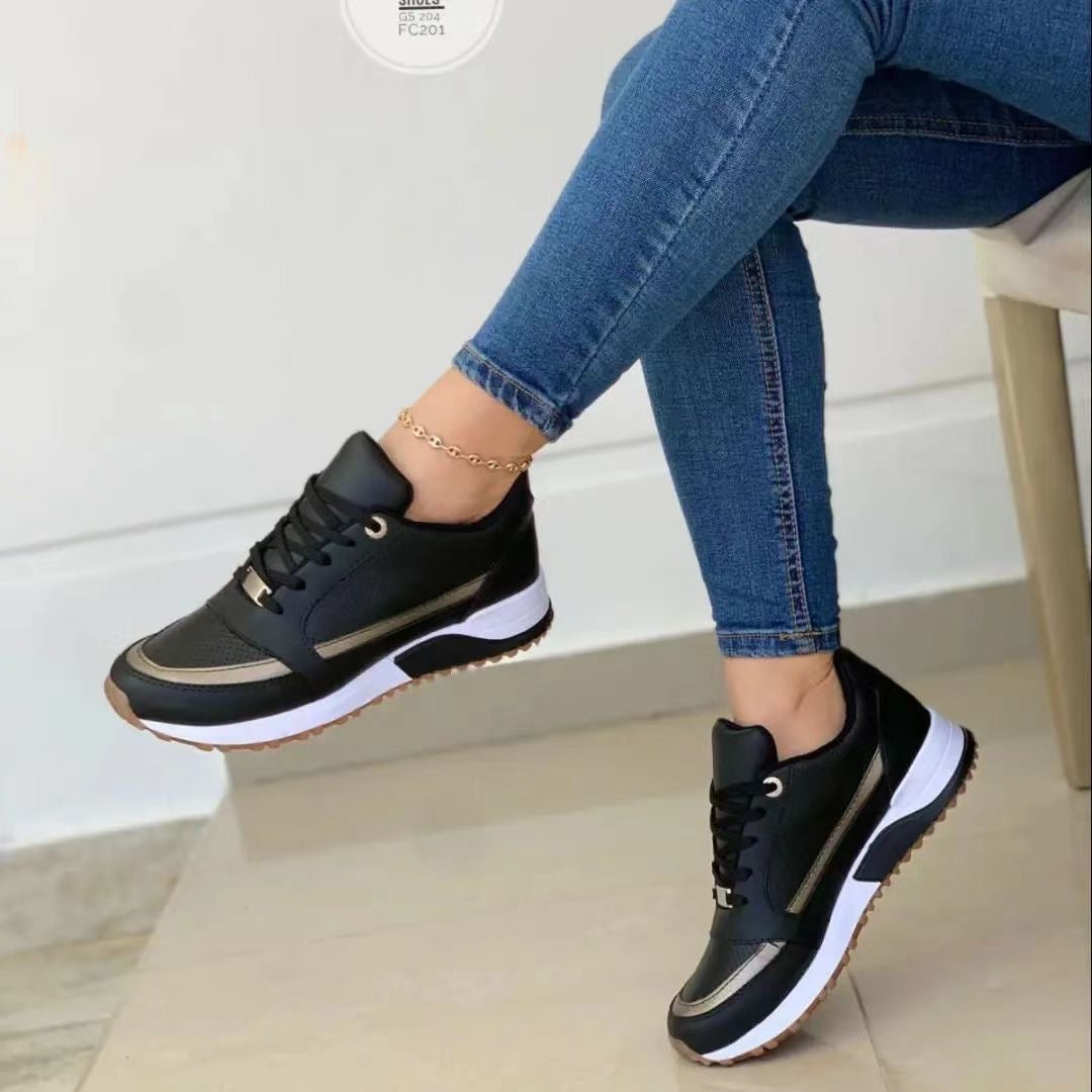 Baskets orthopédiques femme confort semelle épaisse antidérapante - Noir