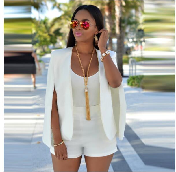 Blazer cape femme coupe fluide et structurée - Blanc