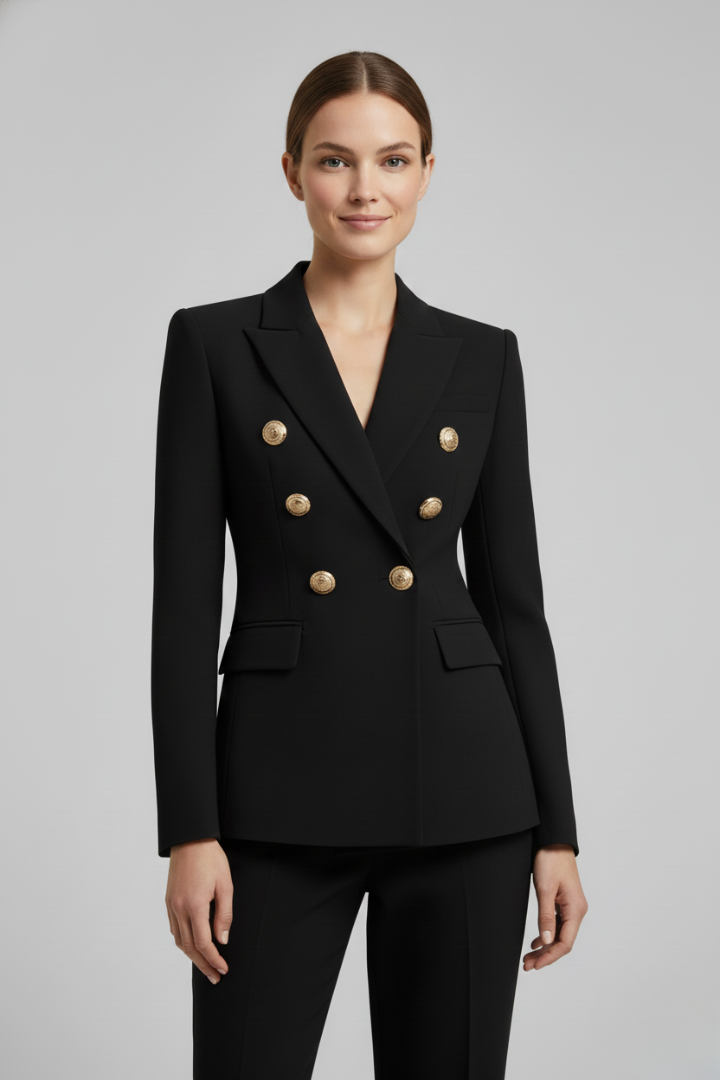 Valentine - Blazer Croisé Boutons Dorés