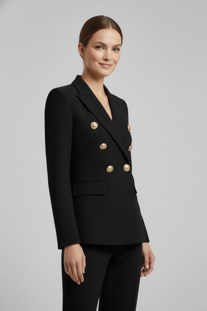 Valentine - Blazer Croisé Boutons Dorés