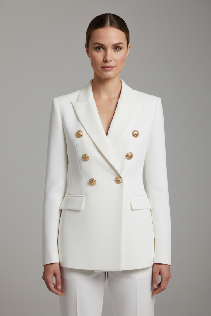 Valentine - Blazer Croisé Boutons Dorés