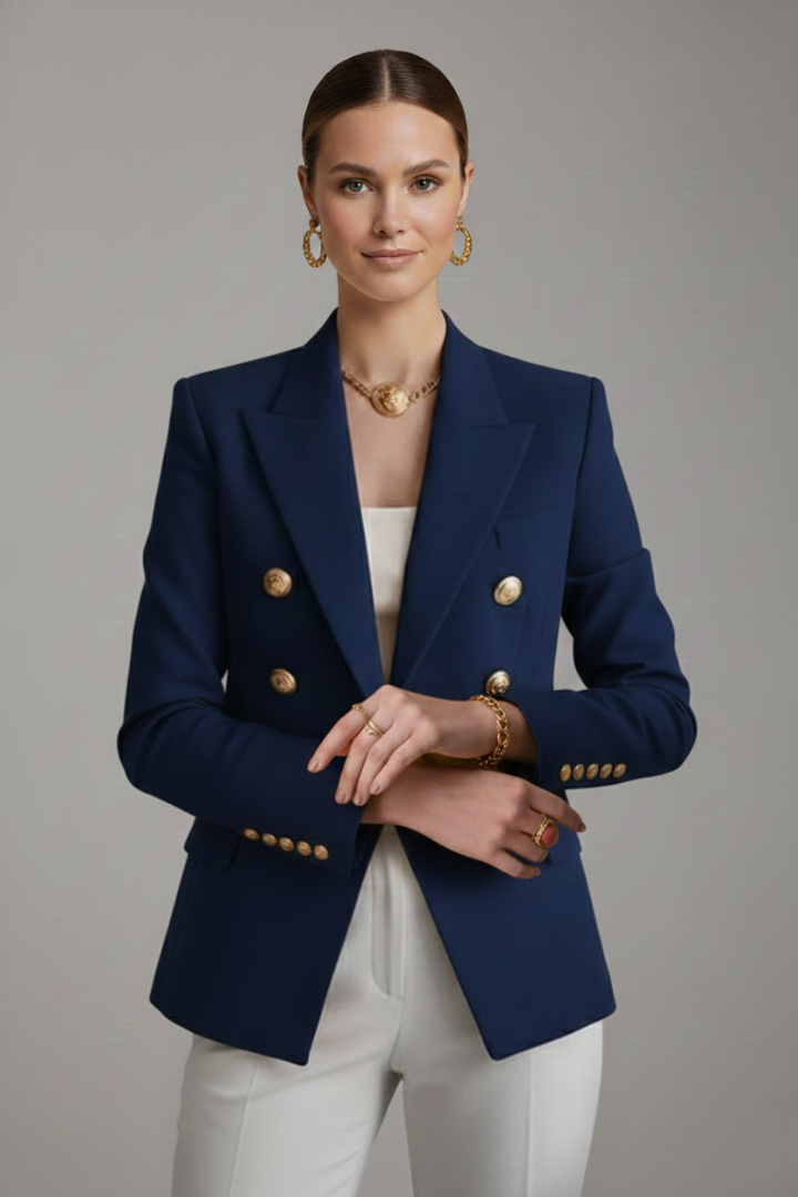 Valentine - Blazer Croisé Boutons Dorés