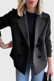 Blazer croisé femme manches contrastées - Noir